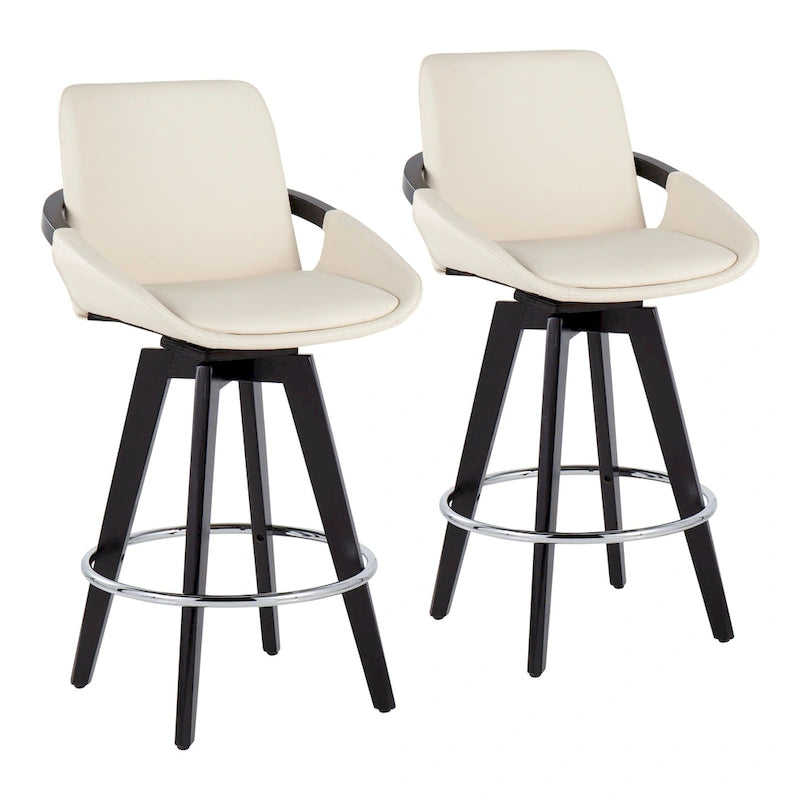 Tabouret de comptoir à hauteur fixe avec piètement en bois noir (Lot de 2)