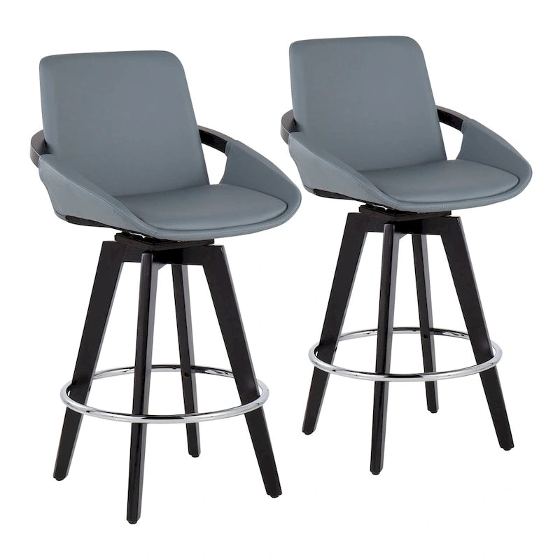 Tabouret de comptoir à hauteur fixe avec piètement en bois noir (Lot de 2)