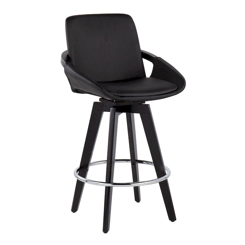 Tabouret de comptoir à hauteur fixe avec piètement en bois noir (Lot de 2)