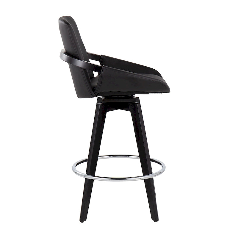 Tabouret de comptoir à hauteur fixe avec piètement en bois noir (Lot de 2)