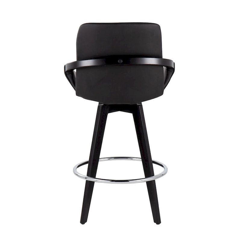 Tabouret de comptoir à hauteur fixe avec piètement en bois noir (Lot de 2)