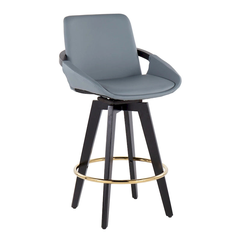 Tabouret de comptoir à hauteur fixe avec piètement en bois noir (Lot de 2)