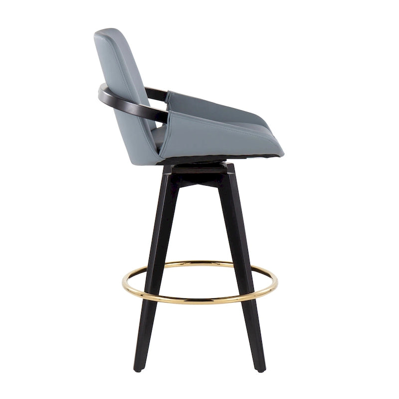 Tabouret de comptoir à hauteur fixe avec piètement en bois noir (Lot de 2)