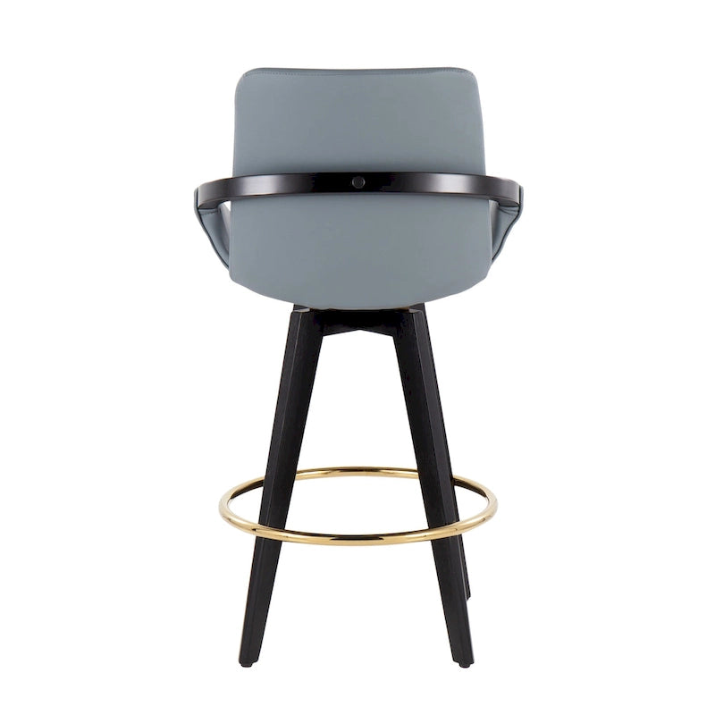 Tabouret de comptoir à hauteur fixe avec piètement en bois noir (Lot de 2)