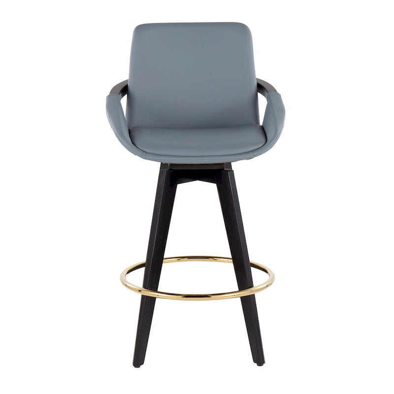 Tabouret de comptoir à hauteur fixe avec piètement en bois noir (Lot de 2)