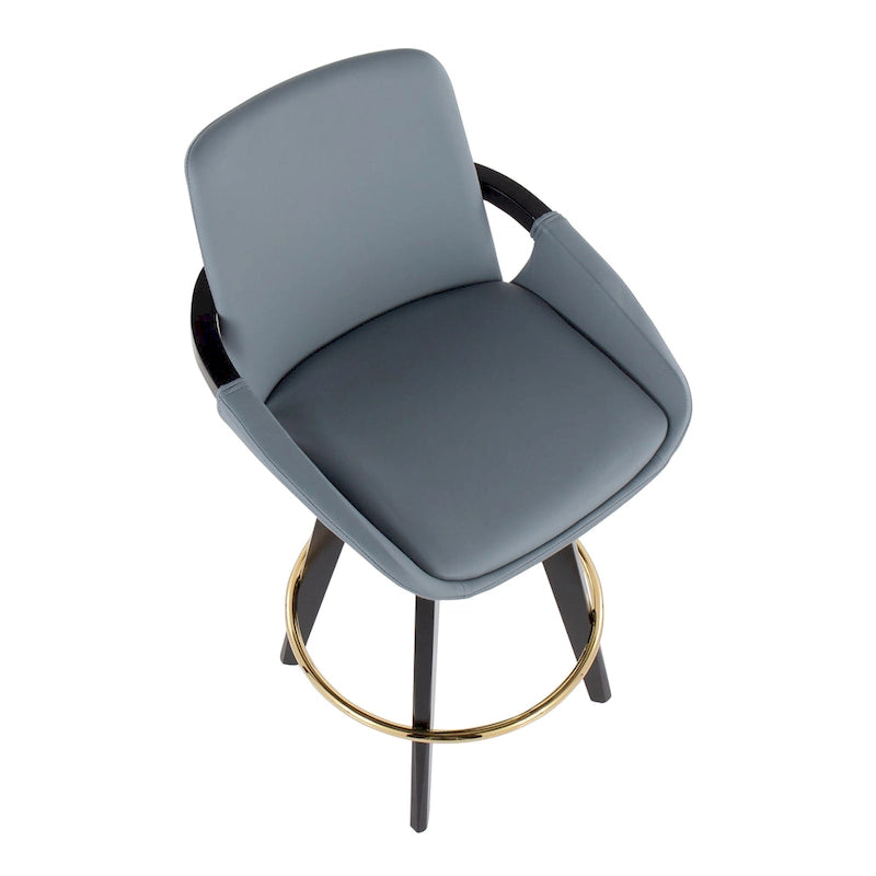 Tabouret de comptoir à hauteur fixe avec piètement en bois noir (Lot de 2)