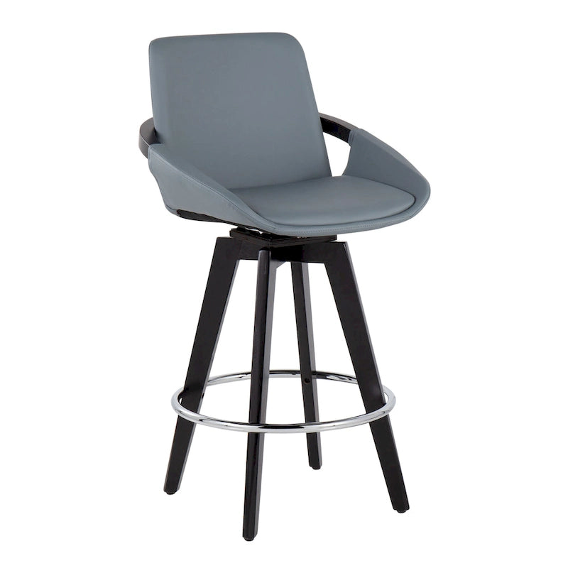 Tabouret de comptoir à hauteur fixe avec piètement en bois noir (Lot de 2)