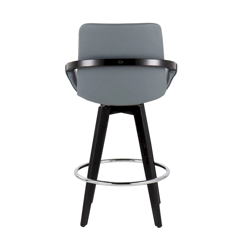 Tabouret de comptoir à hauteur fixe avec piètement en bois noir (Lot de 2)