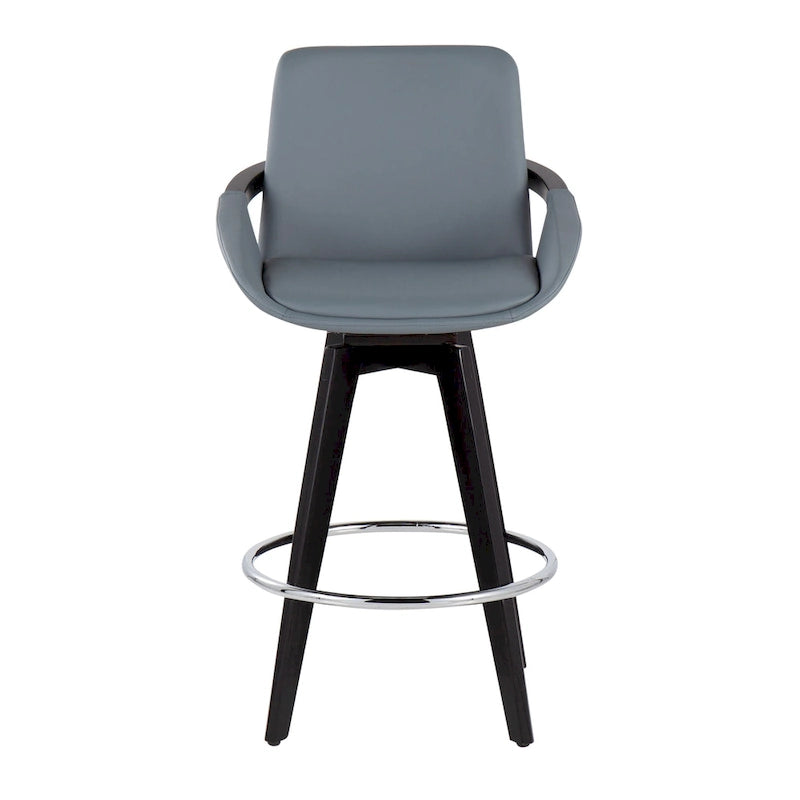 Tabouret de comptoir à hauteur fixe avec piètement en bois noir (Lot de 2)