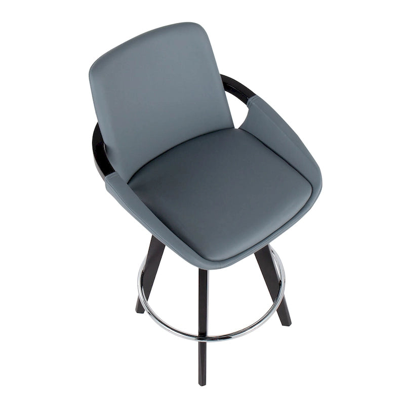 Tabouret de comptoir à hauteur fixe avec piètement en bois noir (Lot de 2)