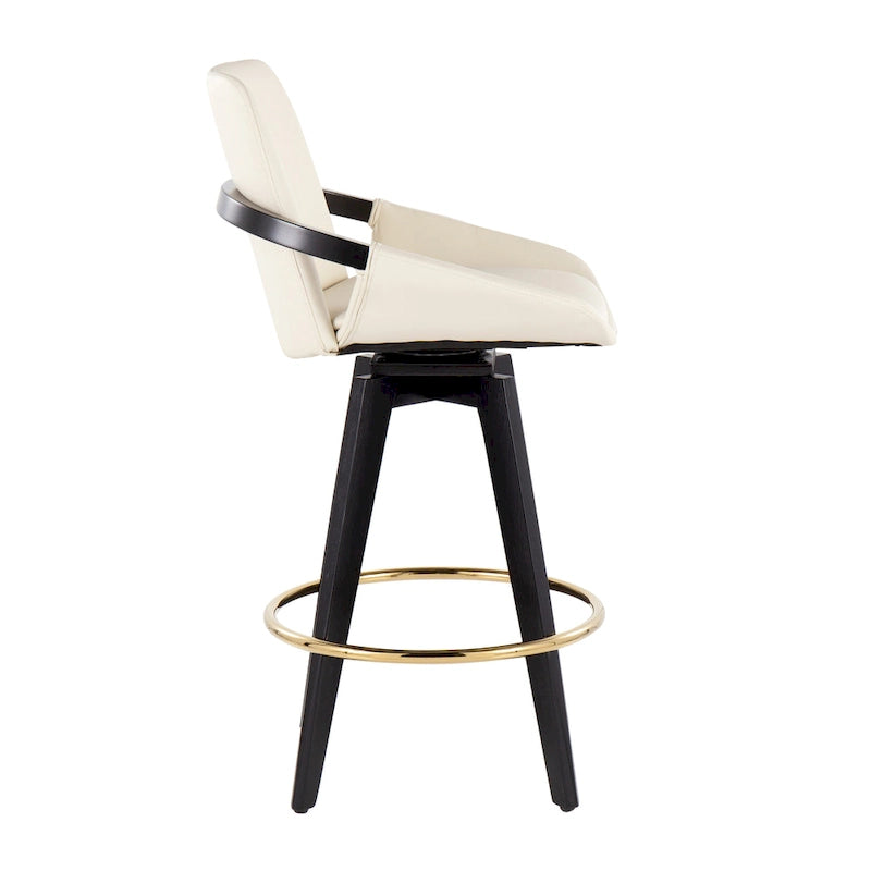 Tabouret de comptoir à hauteur fixe avec piètement en bois noir (Lot de 2)