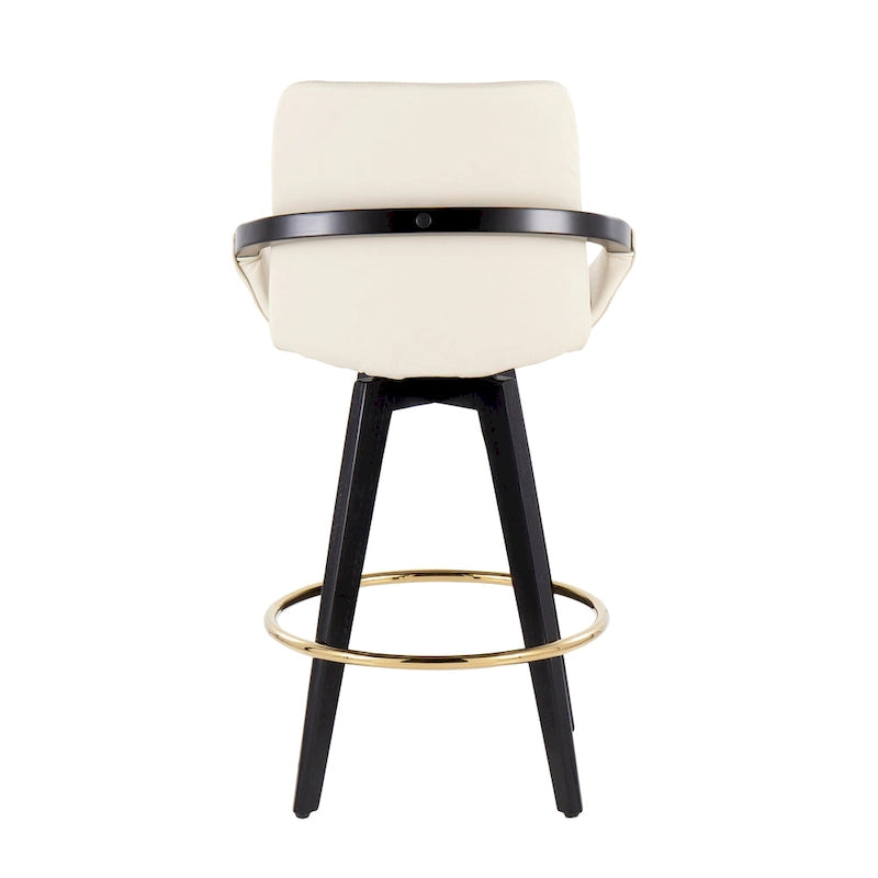 Tabouret de comptoir à hauteur fixe avec piètement en bois noir (Lot de 2)