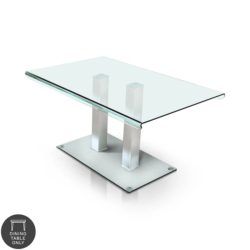 Table à manger en métal/verre Silvertone de 59 pouces