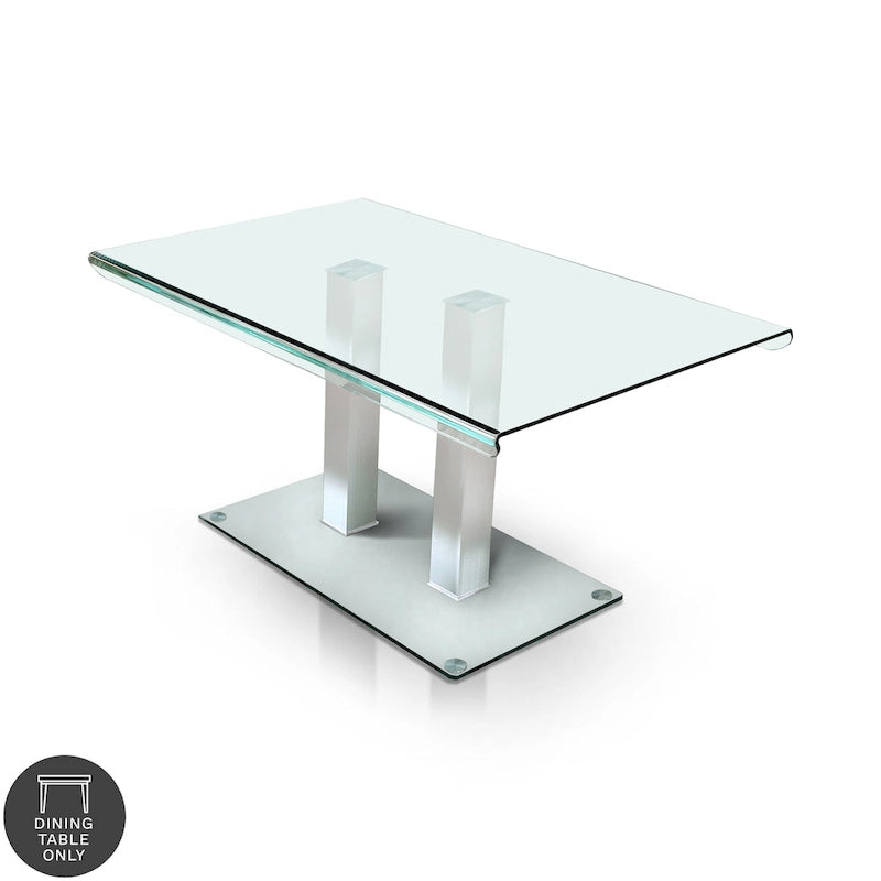 Table à manger en métal/verre Silvertone de 59 pouces