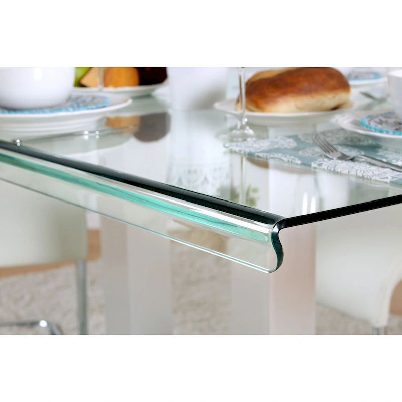 Table à manger en métal/verre Silvertone de 59 pouces