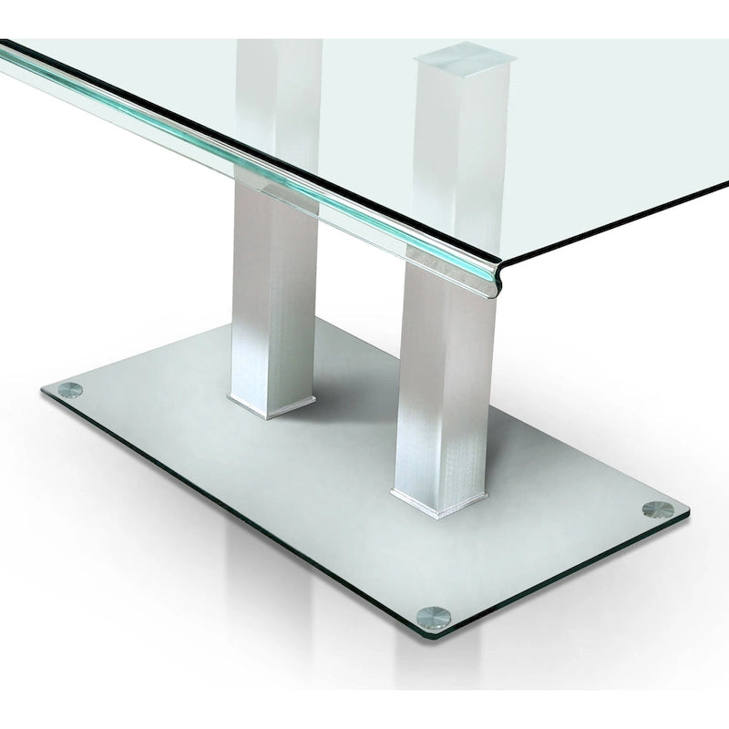 Table à manger en métal/verre Silvertone de 59 pouces