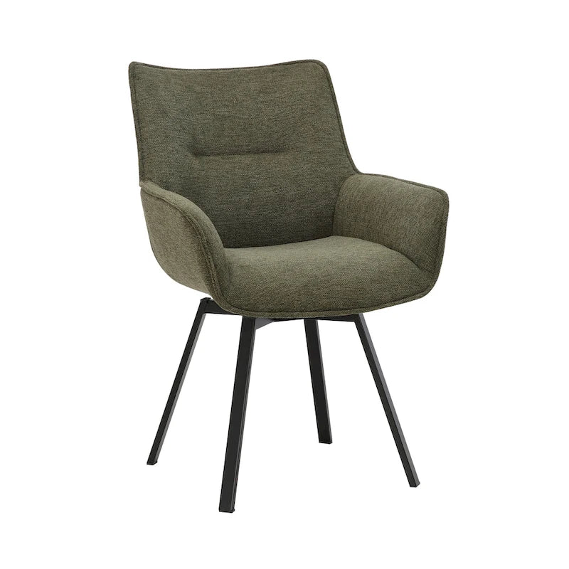 Chaise de salle à manger pivotante en tissu avec pieds en acier