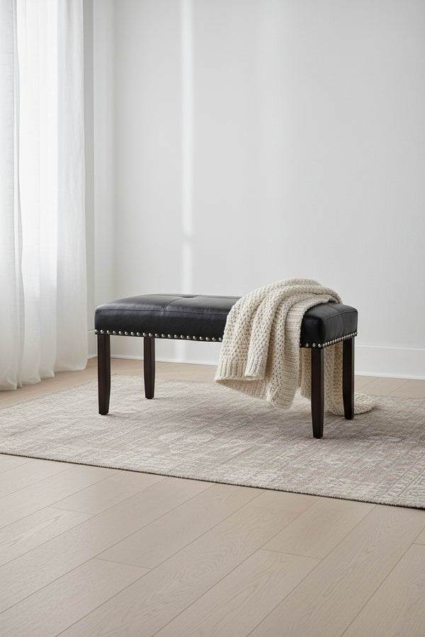 Banc de salle à manger en similicuir avec clous décoratifs