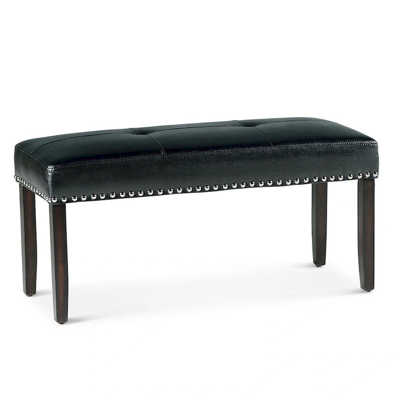 Banc de salle à manger en similicuir avec clous décoratifs