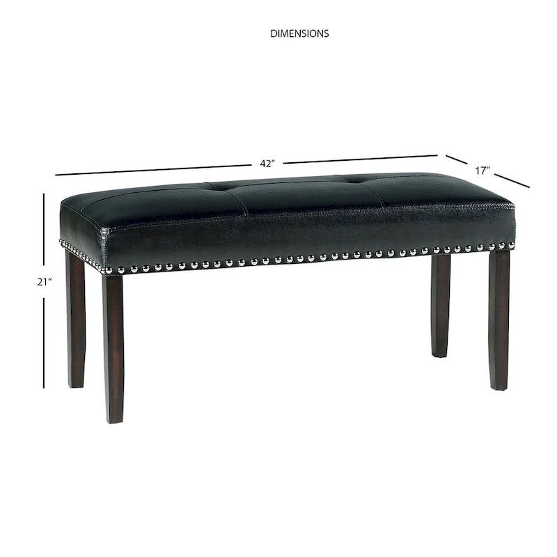 Banc de salle à manger en similicuir avec clous décoratifs