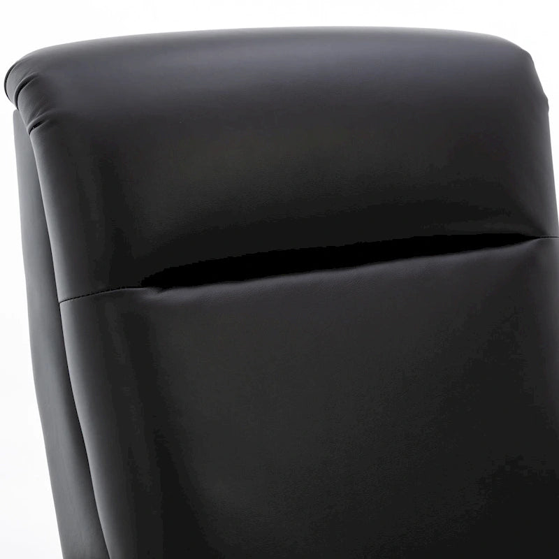 Fauteuil inclinable à pousser avec accoudoirs en bois et cuir pleine fleur