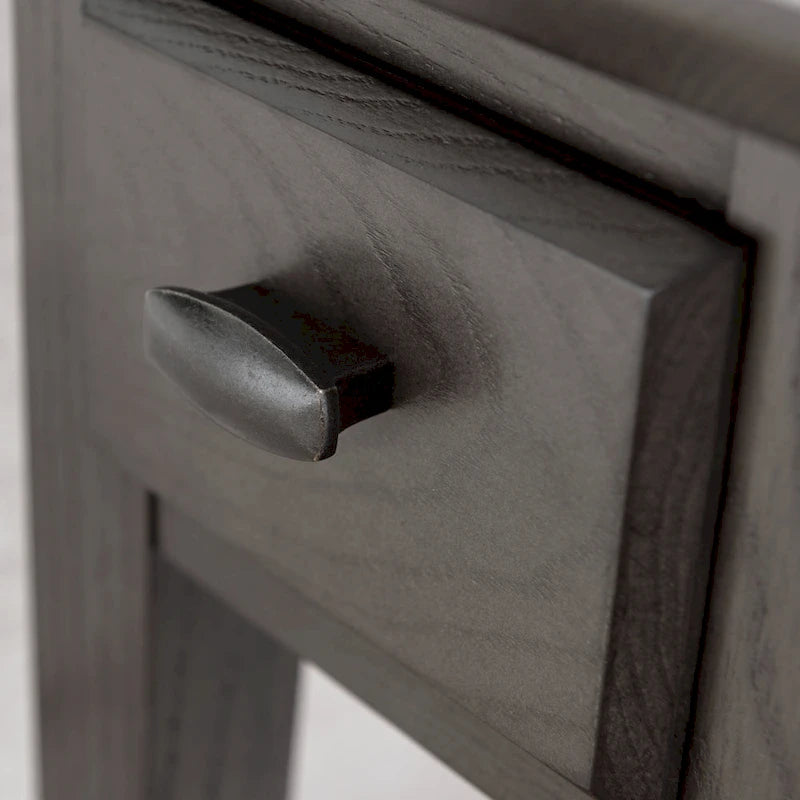 Table d'appoint étroite en bois massif avec étagère et tiroir