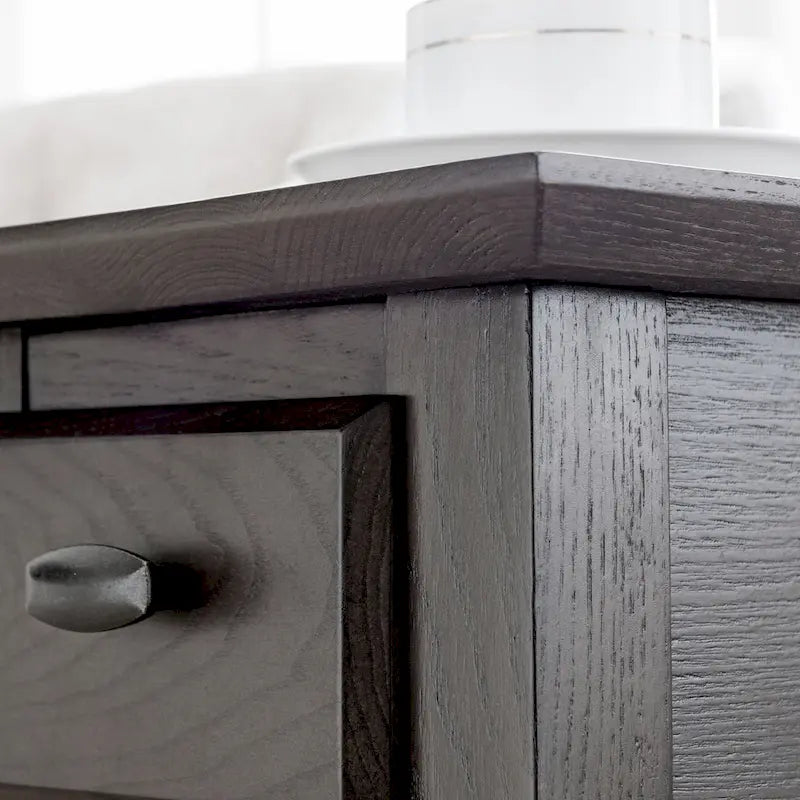 Table d'appoint étroite en bois massif avec étagère et tiroir