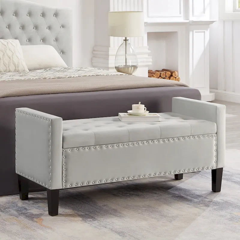 Banquette rembourrée avec accoudoirs pour entrée ou salon, banquette de chambre