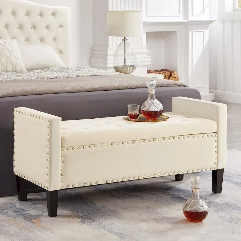 Banquette rembourrée avec accoudoirs pour entrée ou salon, banquette de chambre