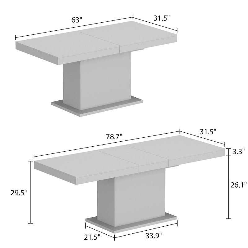 Table extensible 78,7 W – Table de salle à manger – Table de réunion – Poste de travail