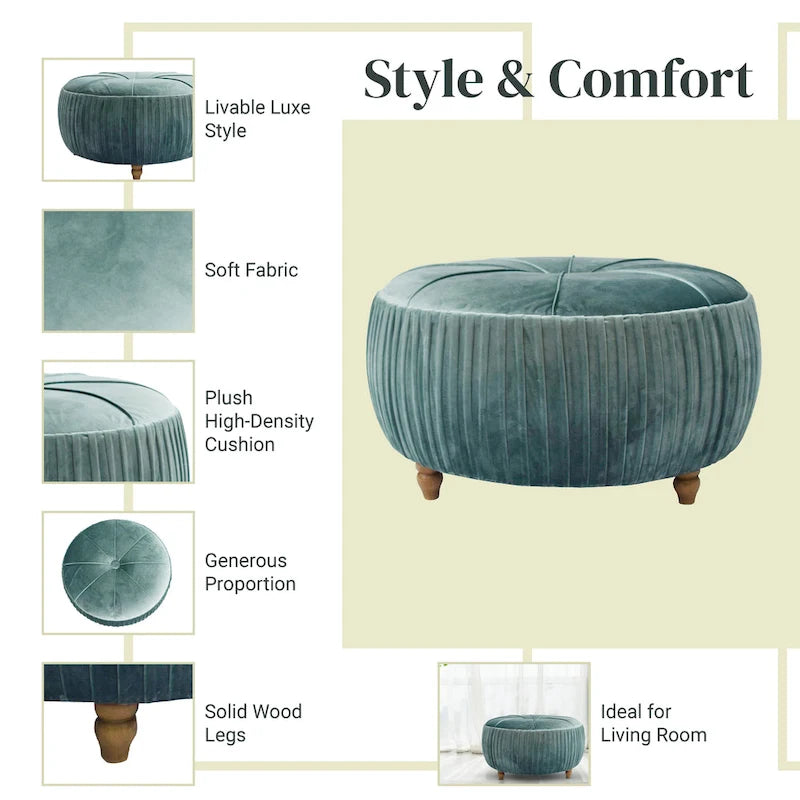 Pouf rond en velours