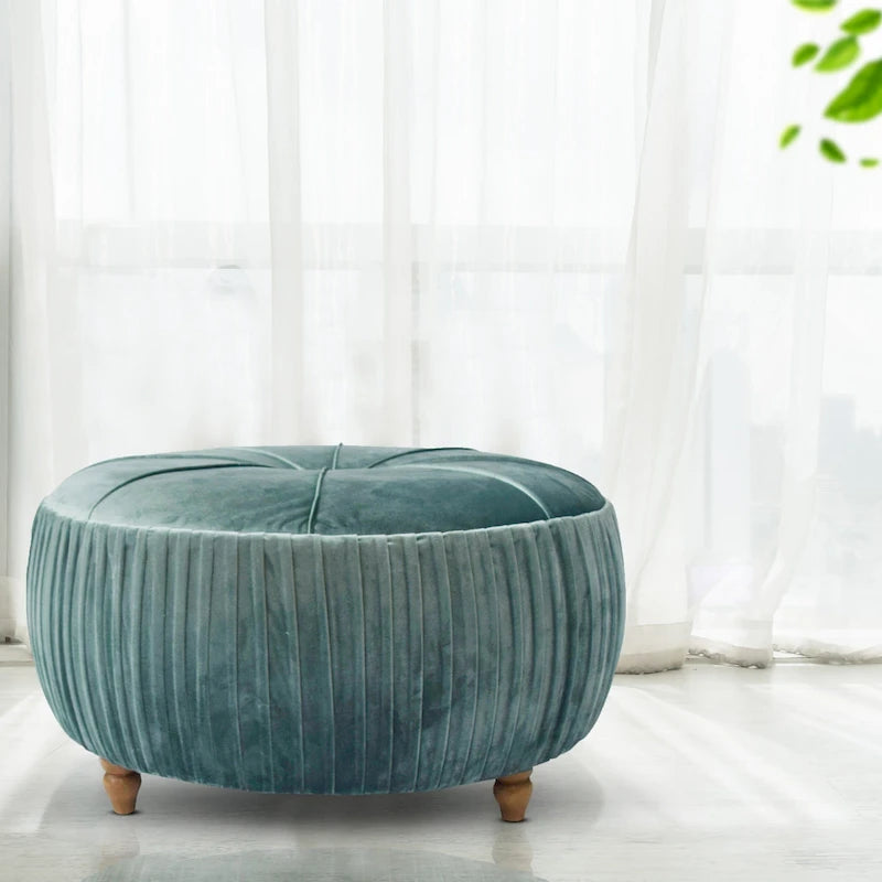Pouf rond en velours
