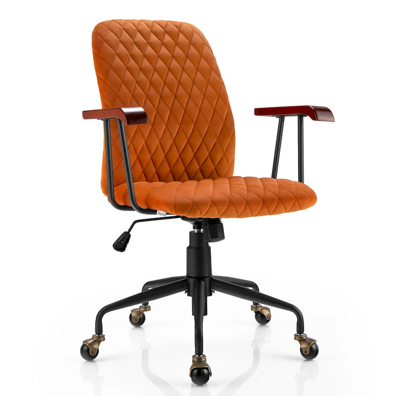 Fauteuil de bureau pivotant en velours, réglable, mi-dossier, pour la maison ou les loisirs