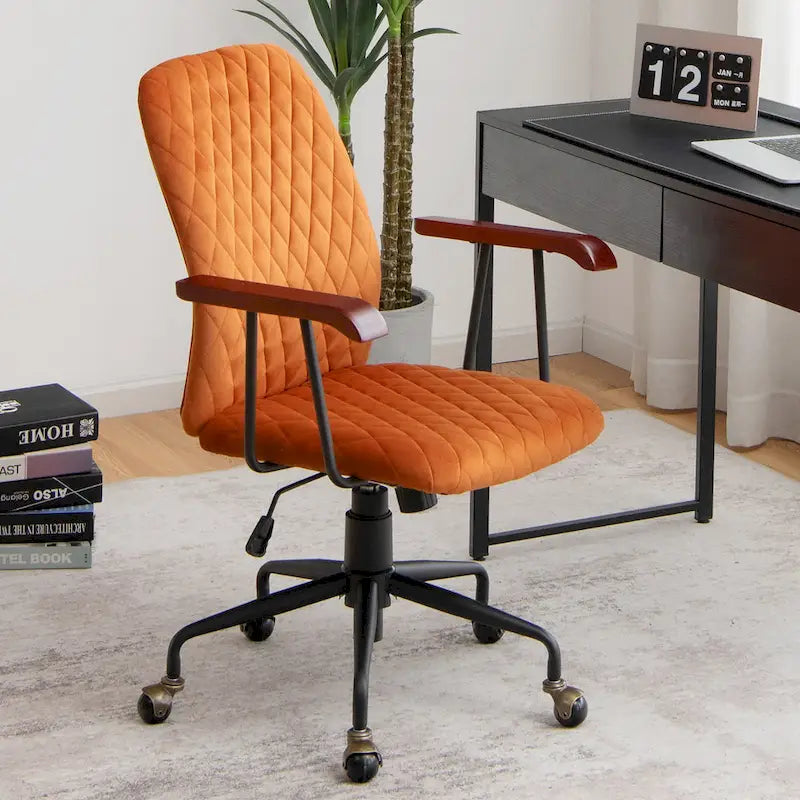 Fauteuil de bureau pivotant en velours, réglable, mi-dossier, pour la maison ou les loisirs