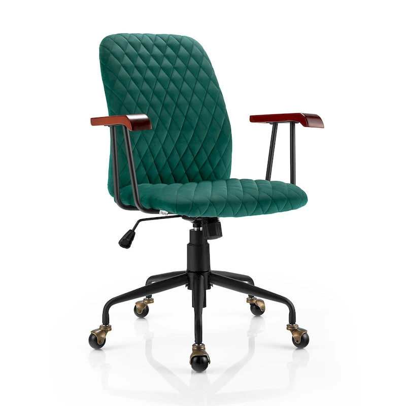 Fauteuil de bureau pivotant en velours, réglable, mi-dossier, pour la maison ou les loisirs
