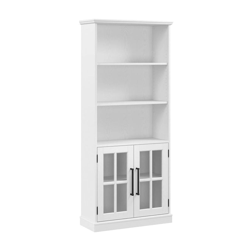 Bibliothèque à 5 étagères avec portes vitrées