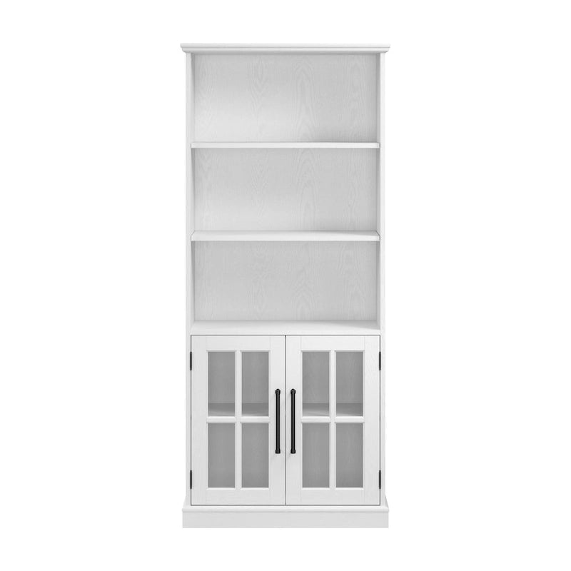 Bibliothèque à 5 étagères avec portes vitrées