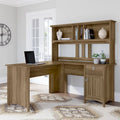 Bureau en L de 60 W avec meuble de rangement supérieur