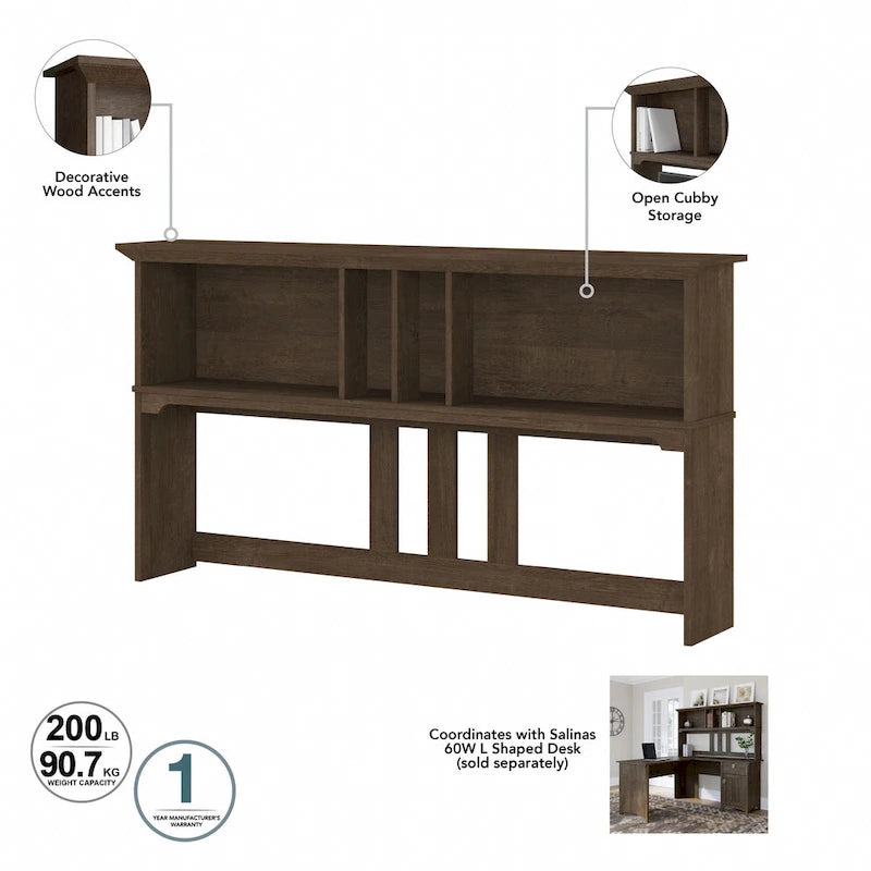 Bureau en L de 60 W avec meuble de rangement supérieur