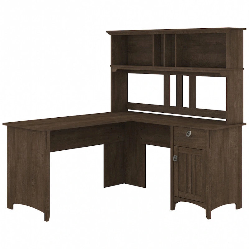 Bureau en L de 60 W avec meuble de rangement supérieur