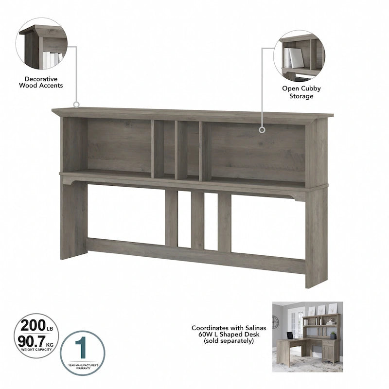 Bureau en L de 60 W avec meuble de rangement supérieur