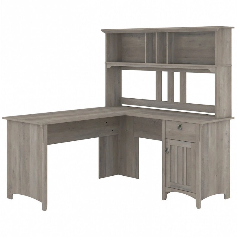 Bureau en L de 60 W avec meuble de rangement supérieur