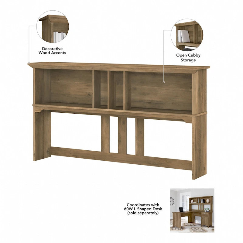 Bureau en L de 60 W avec meuble de rangement supérieur