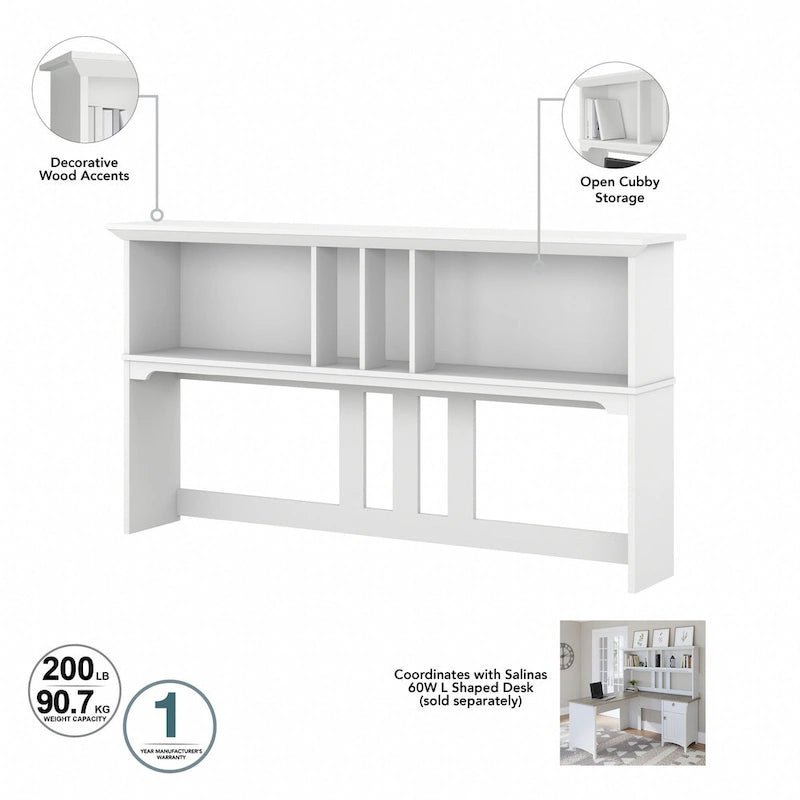 Bureau en L de 60 W avec meuble de rangement supérieur