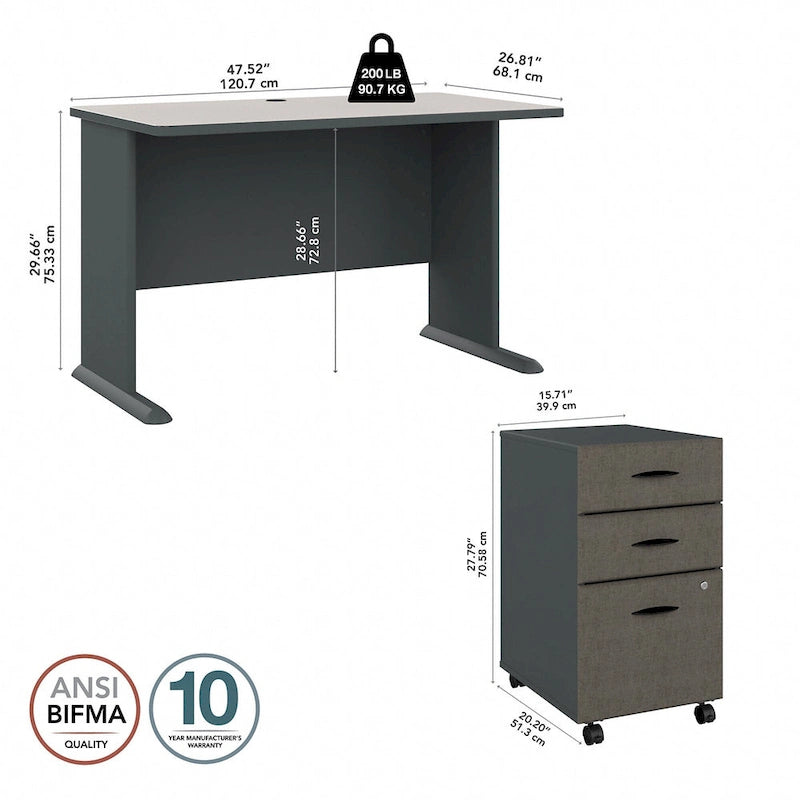 Bureau Série A 48W avec classeur mobile