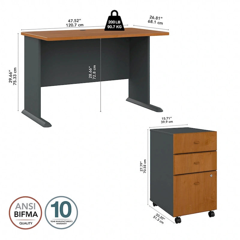 Bureau Série A 48W avec classeur mobile
