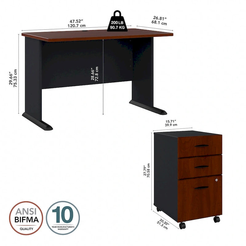Bureau Série A 48W avec classeur mobile