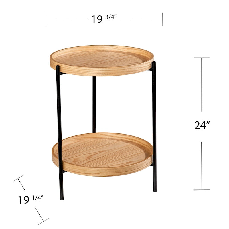 Table d'appoint en bois ronde de style moderne avec étagère