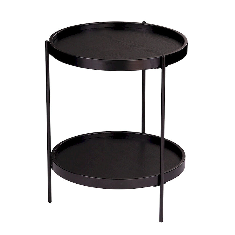 Table d'appoint en bois ronde de style moderne avec étagère