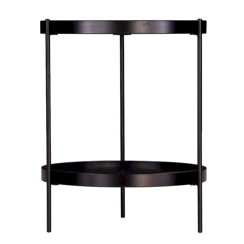 Table d'appoint en bois ronde de style moderne avec étagère